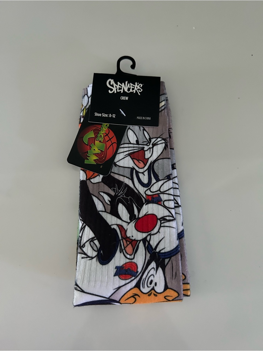 Spencer's Looney Tunes Character Crew Socks - White, Black, Red, Orange